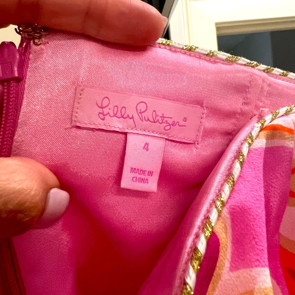 Lilly Pulitzer pink strapless silk dress (Size 4)
